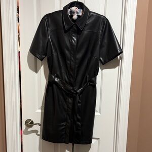 Scoop NYC Black Leather Short-Sleeve Jacket
